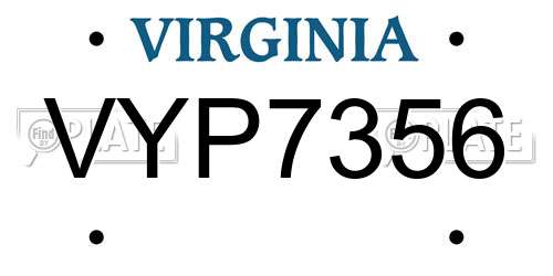 VYP7356 Virginia License Plate