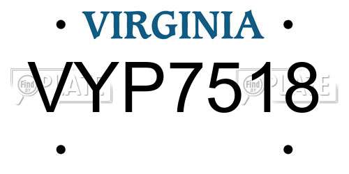 VYP7518 Virginia License Plate
