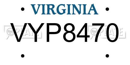 VYP8470 Virginia License Plate