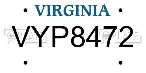 VYP8472 Virginia License Plate