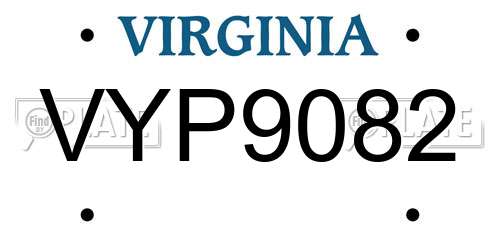 VYP9082 Virginia License Plate