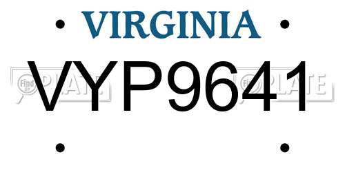 VYP9641 Virginia License Plate