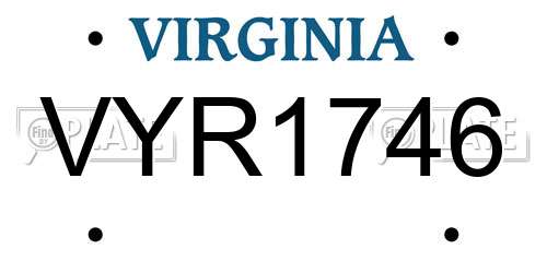 VYR1746 Virginia License Plate