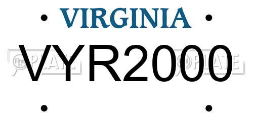 VYR2000 Virginia License Plate