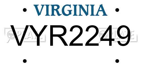 VYR2249 Virginia License Plate