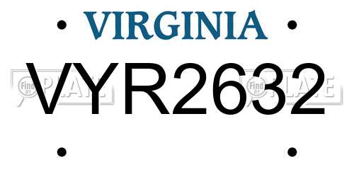 VYR2632 Virginia License Plate