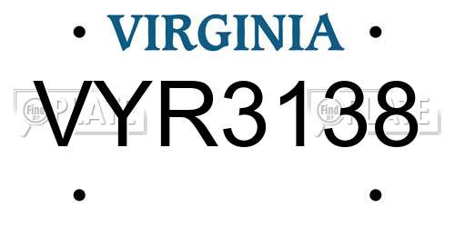 VYR3138 Virginia License Plate