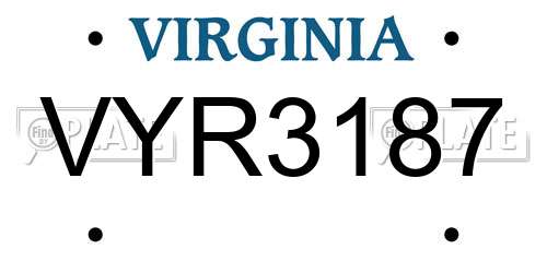 VYR3187 Virginia License Plate