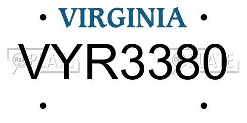 VYR3380 Virginia License Plate