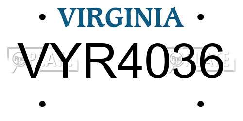VYR4036 Virginia License Plate