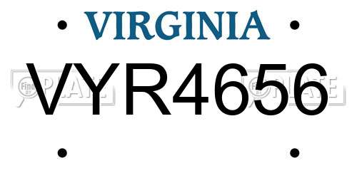 VYR4656 Virginia License Plate