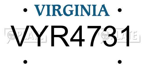 VYR4731 Virginia License Plate