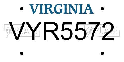 VYR5572 Virginia License Plate