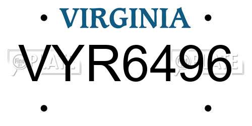 VYR6496 Virginia License Plate