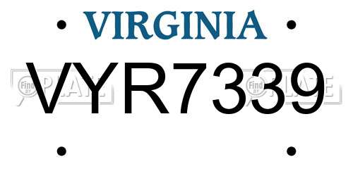 VYR7339 Virginia License Plate