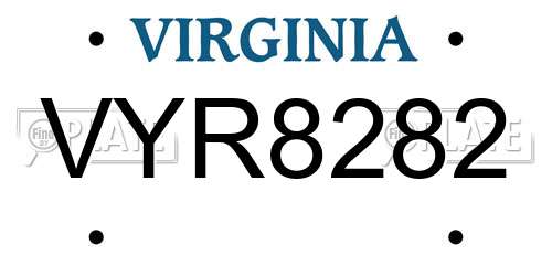 VYR8282 Virginia License Plate