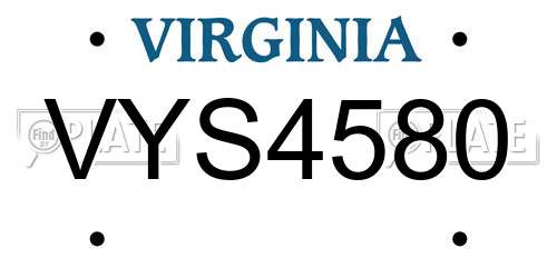 VYS4580 Virginia License Plate