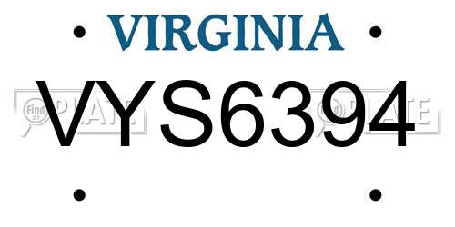 VYS6394 Virginia License Plate