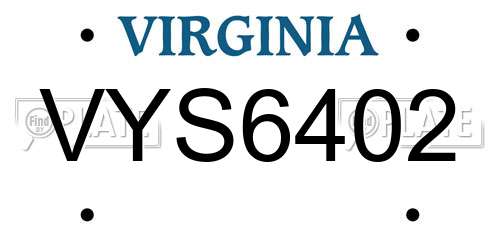 VYS6402 Virginia License Plate