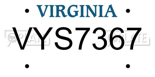 VYS7367 Virginia License Plate