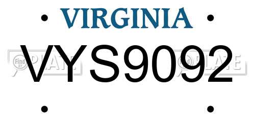 VYS9092 Virginia License Plate