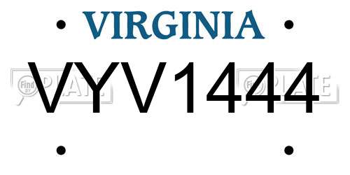 VYV1444 Virginia License Plate