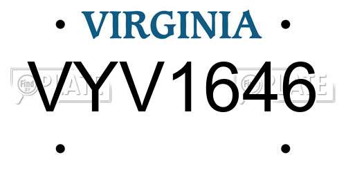 VYV1646 Virginia License Plate