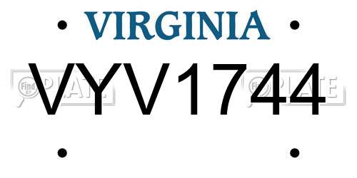 VYV1744 Virginia License Plate