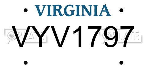 VYV1797 Virginia License Plate