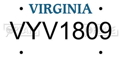 VYV1809 Virginia License Plate