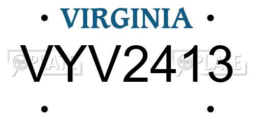 VYV2413 Virginia License Plate