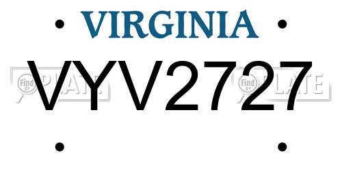 VYV2727 Virginia License Plate