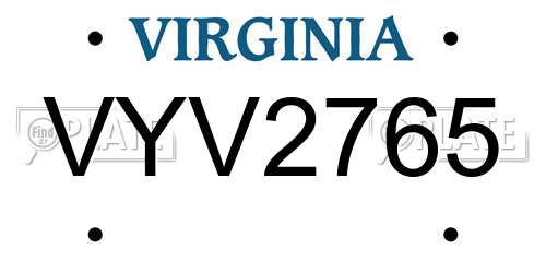 VYV2765 Virginia License Plate