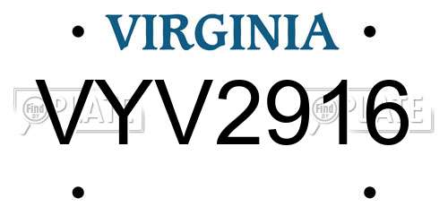 VYV2916 Virginia License Plate
