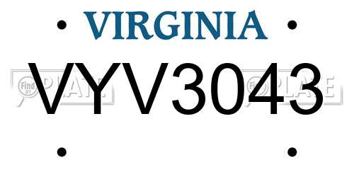 VYV3043 Virginia License Plate