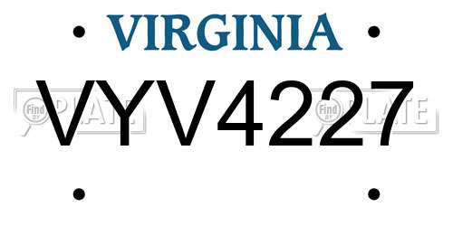 VYV4227 Virginia License Plate