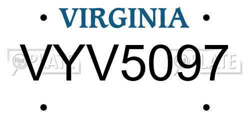 VYV5097 Virginia License Plate