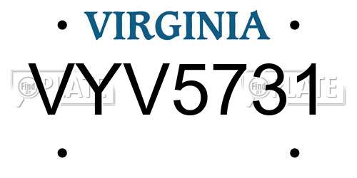 VYV5731 Virginia License Plate