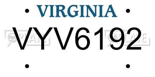 VYV6192 Virginia License Plate
