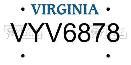 VYV6878 Virginia License Plate