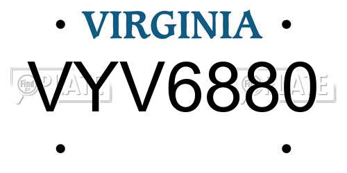 VYV6880 Virginia License Plate