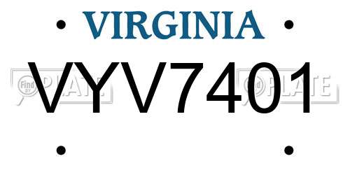 VYV7401 Virginia License Plate