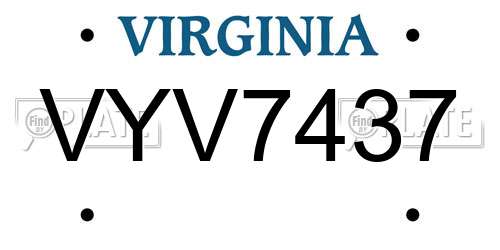 VYV7437 Virginia License Plate
