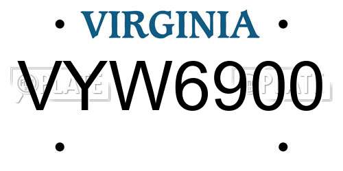 VYW6900 Virginia License Plate