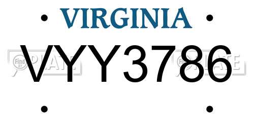 VYY3786 Virginia License Plate