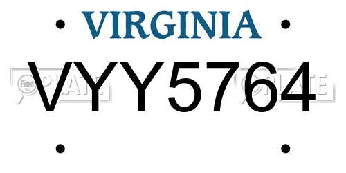 VYY5764 Virginia License Plate