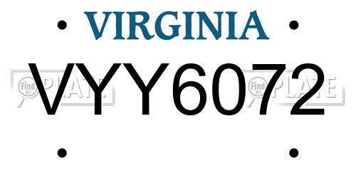 VYY6072 Virginia License Plate
