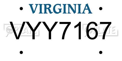 VYY7167 Virginia License Plate