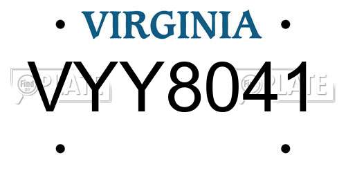 VYY8041 Virginia License Plate