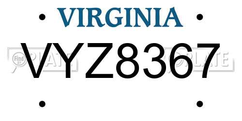 VYZ8367 Virginia License Plate